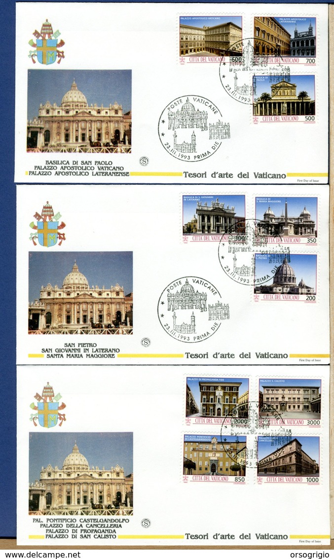 VATICANO - FDC 1993 -   BASILICHE E PALAZZI APOSTOLICI - FDC