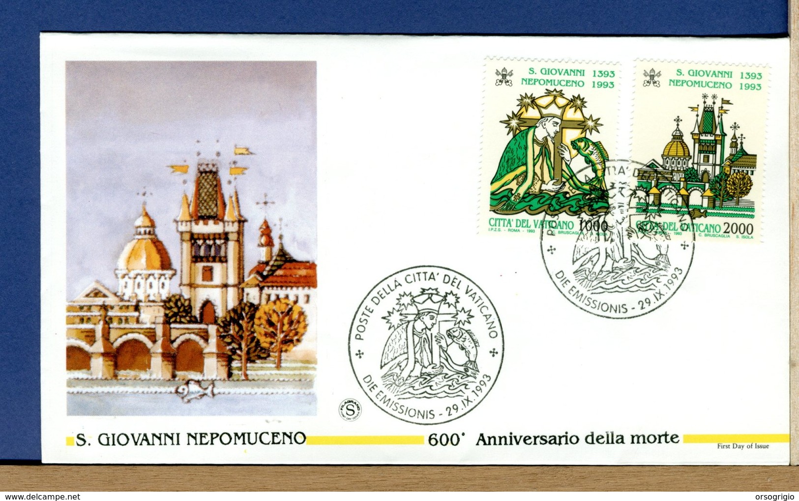 VATICANO - FDC 1993 -   SAN GIOVANNI NEPOMUCENO - FDC
