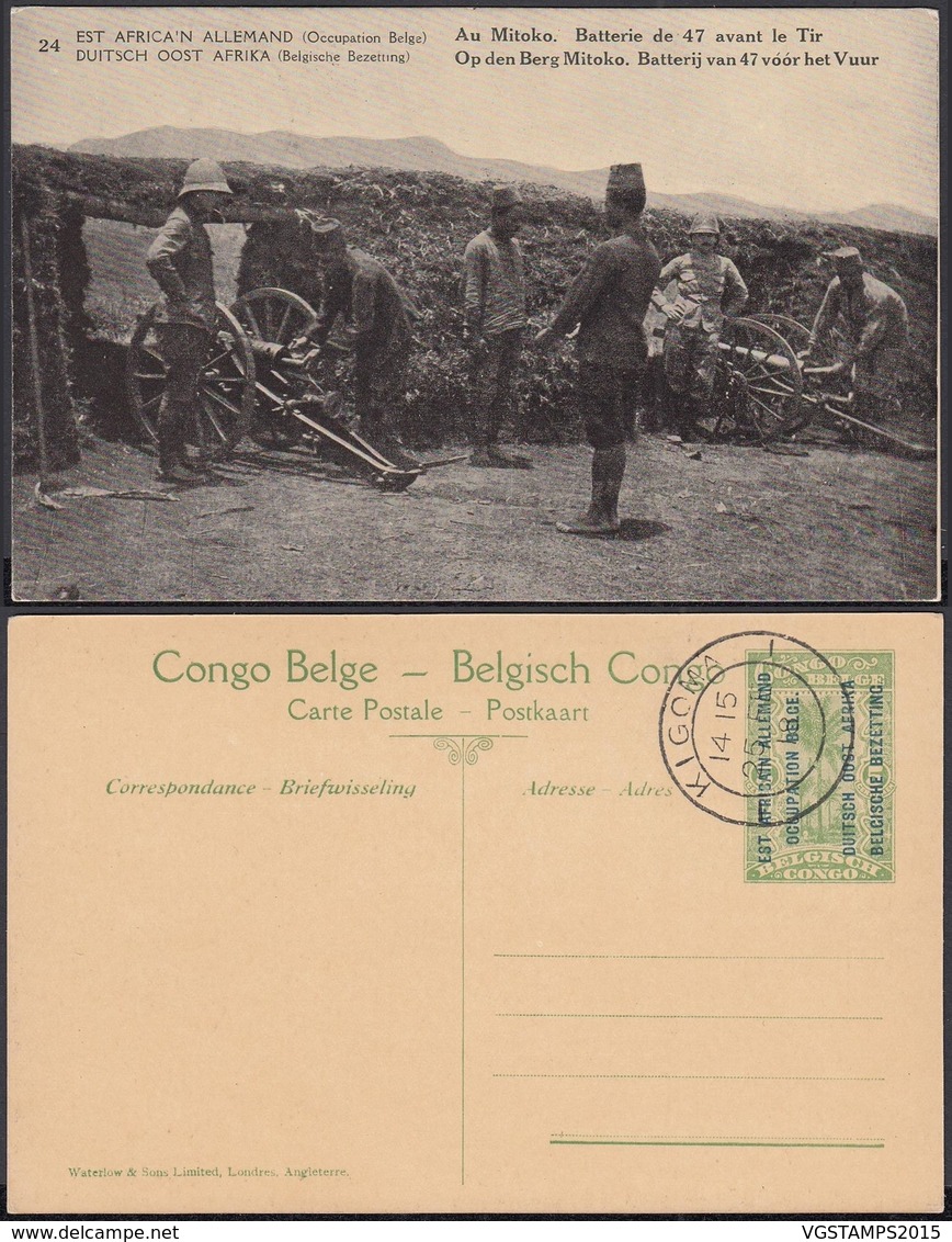 Congo Belge 1918 - Entier Postal Nr. 24 - Est Africain Allemand-Occupation Belge-Batterie De 47. Ref. (DD)  DC0313 - Belgian Congo