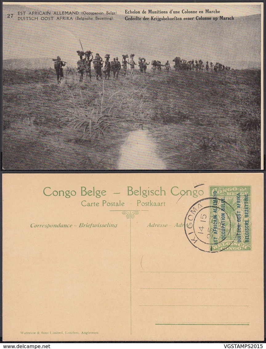 Congo Belge 1918 - Entier Postal Nr. 27 - Est Africain Allemand-Occupation Belge-Colonne. Ref. (DD)  DC0316 - Belgian Congo