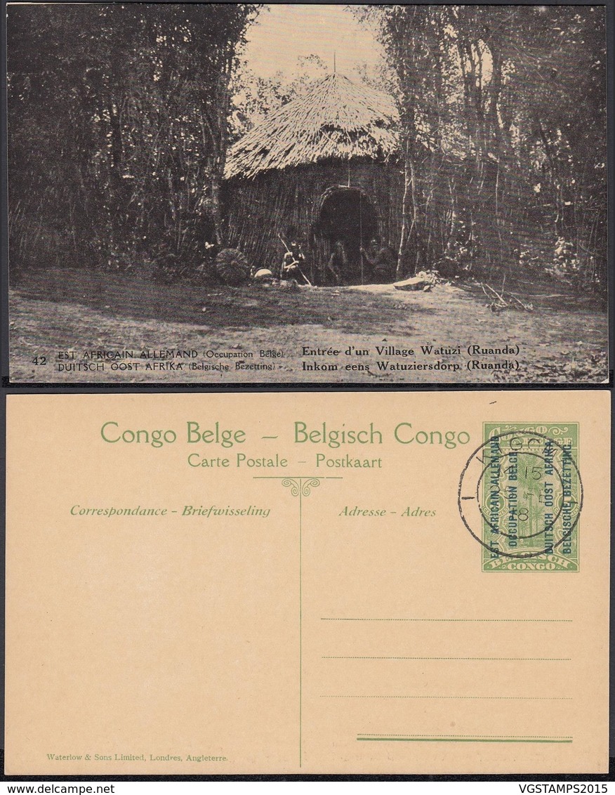 Congo Belge 1918 - Entier Postal Nr. 42 - Est Africain Allemand-Occupation Belge- Village Watuzi. Ref. (DD)  DC0331 - Congo Belge