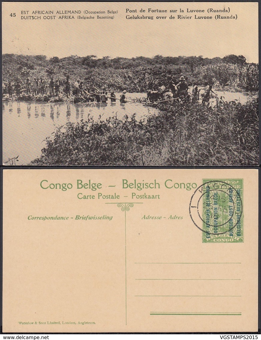 Congo Belge 1918 - Entier Postal Nr. 45 -Est Africain Allemand-Occupation Belge- Pont De La Fortune  Ref. (DD)  DC0334 - Congo Belge