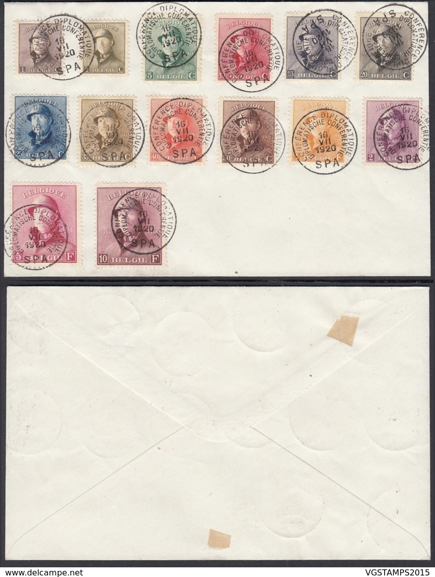 Belgique 1919 - Lot Of 14 Timbres Sur Lettre. Mi Nr.: 145-158. Cob Nr.: 165-178. Special SPA Ref. (EB) DC-0341 - 1919-1920 Trench Helmet