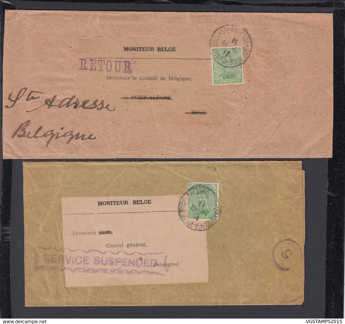 Belgique 1917 - Timbre Cob Nr.: 137 Sur 2 Bandes Journaux. 1ère. Guerre (x2) .  Ref. (EB) DC-0344 - Autres & Non Classés