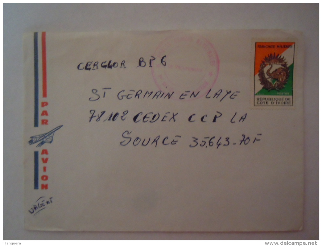 Côte D'Ivoire 19?? Lettre Cover Forces Armées 1er Batallion D'infanterie Pour Paris Franchise Militaire - Ivoorkust (1960-...)