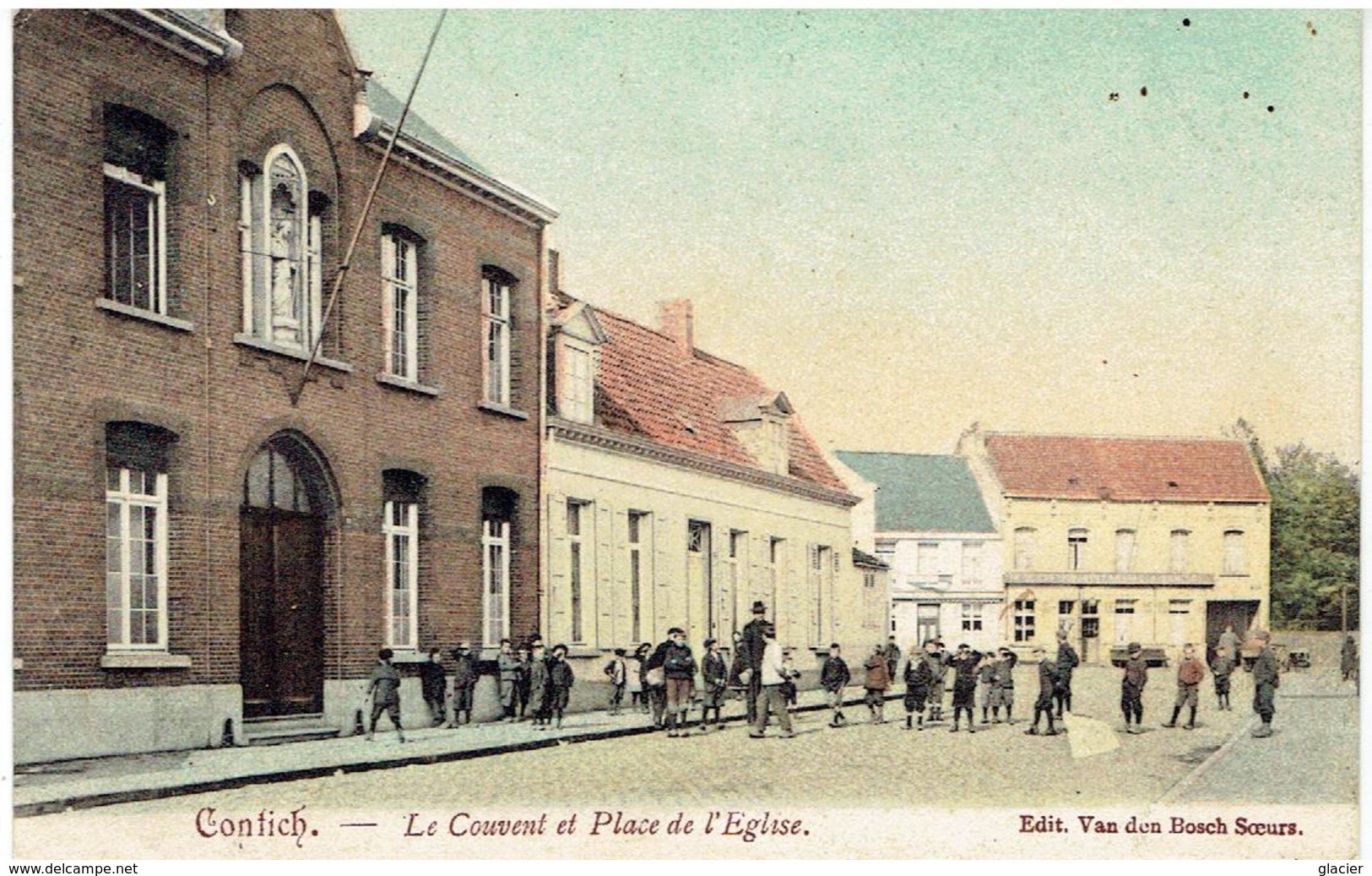 CONTICH - Le Couvent Et Place De L' Eglise - Noodstempel Contich 1919 Cachet - Kontich