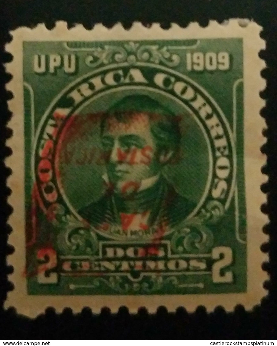 O) 1910 COSTA RICA, CAFE DE COSTA RICA- COFFEE -UPU -JUAN MORA FERNANDEZ SCT 111D INVERTED OVERPRINT IN RED, XF - Costa Rica