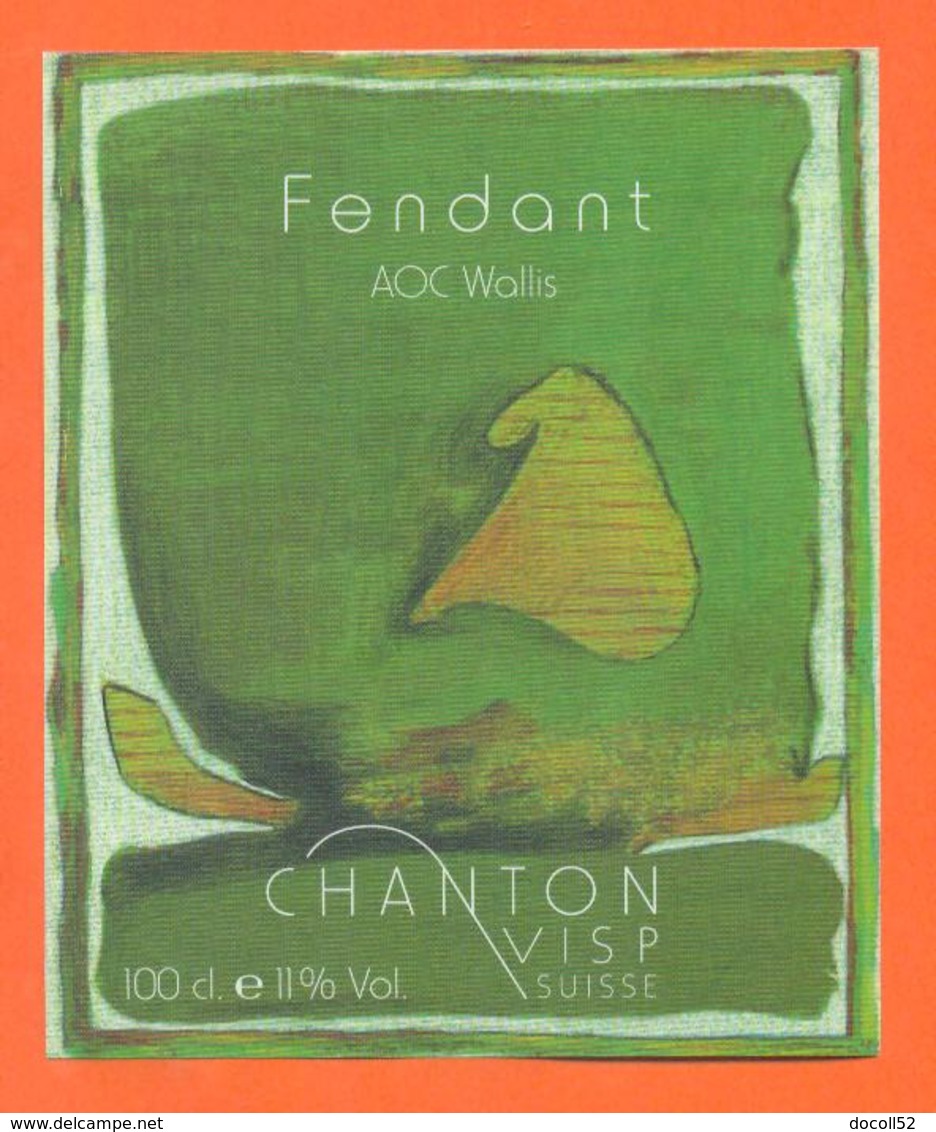 étiquette Vin Suisse Fendant AOC Wallis Chanton VSIP Suisse - 100 Cl - Art