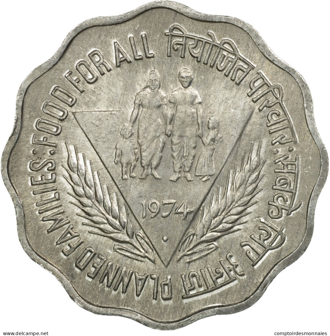 Monnaie, INDIA-REPUBLIC, 10 Paise, 1974, TTB, Aluminium, KM:28 - Inde
