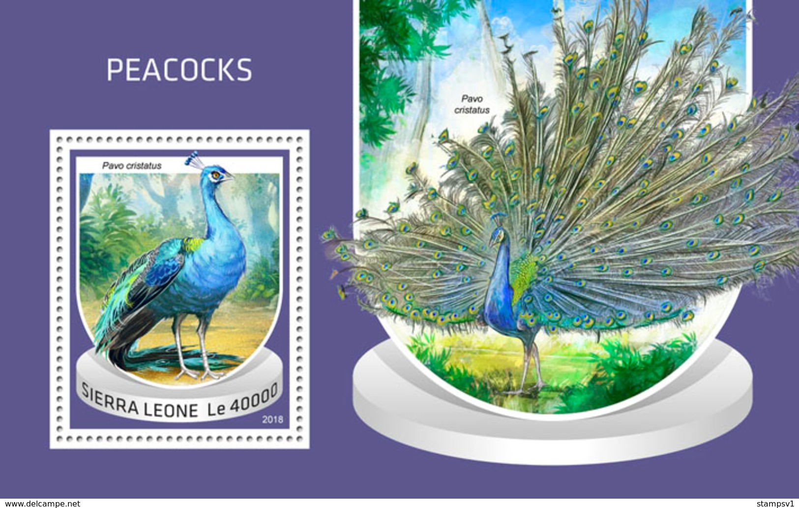 Sierra Leone. 2018 Peacocks. (718b) - Peacocks