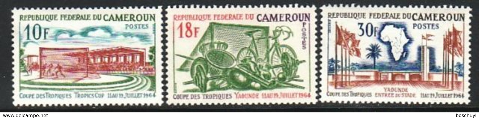 Cameroun, 1964, Sports, Tropics Cup, Soccer, Football, MNH, Michel 405-407 - Camerún (1960-...)