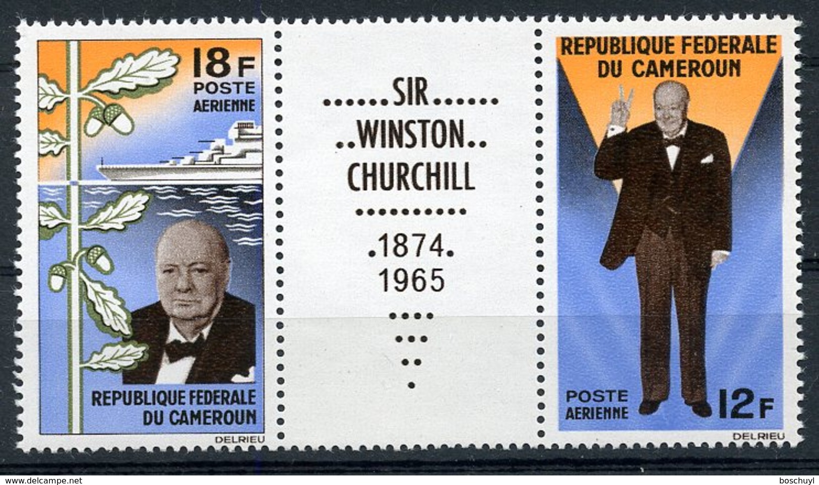 Cameroun, 1965, Sir Winston Churchill, MNH Strip, Michel 428-429 - Cameroon (1960-...)