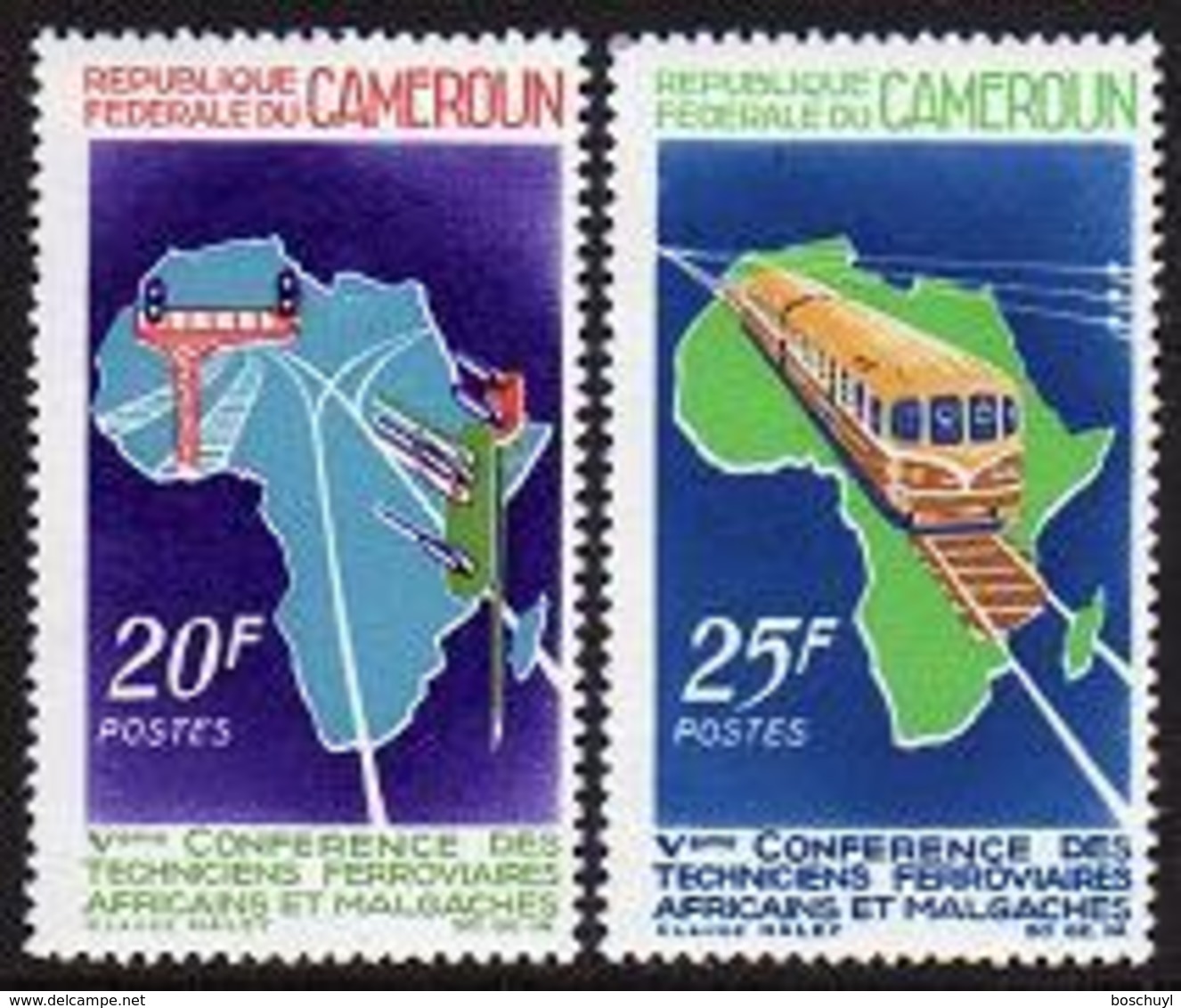 Cameroun, 1967, Railroad Conference, Railways, Trains, Map, MNH, Michel 495-496 - Kamerun (1960-...)