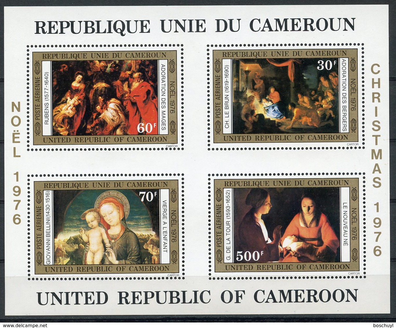 Cameroun, 1976, Christmas, Paintings, Rubens, Bellini, MNH, Michel Block 11 - Kameroen (1960-...)