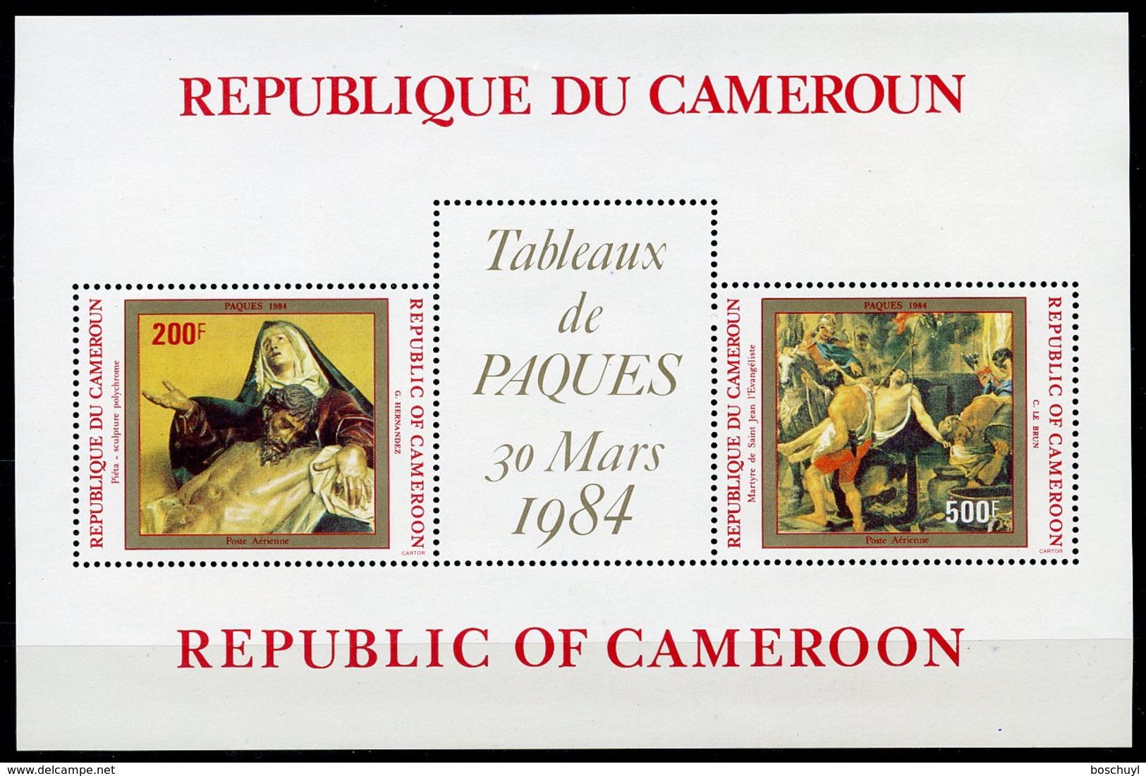 Cameroun, 1984, Easter, Paintings, Sculptures, MNH, Michel Block 22 - Cameroon (1960-...)