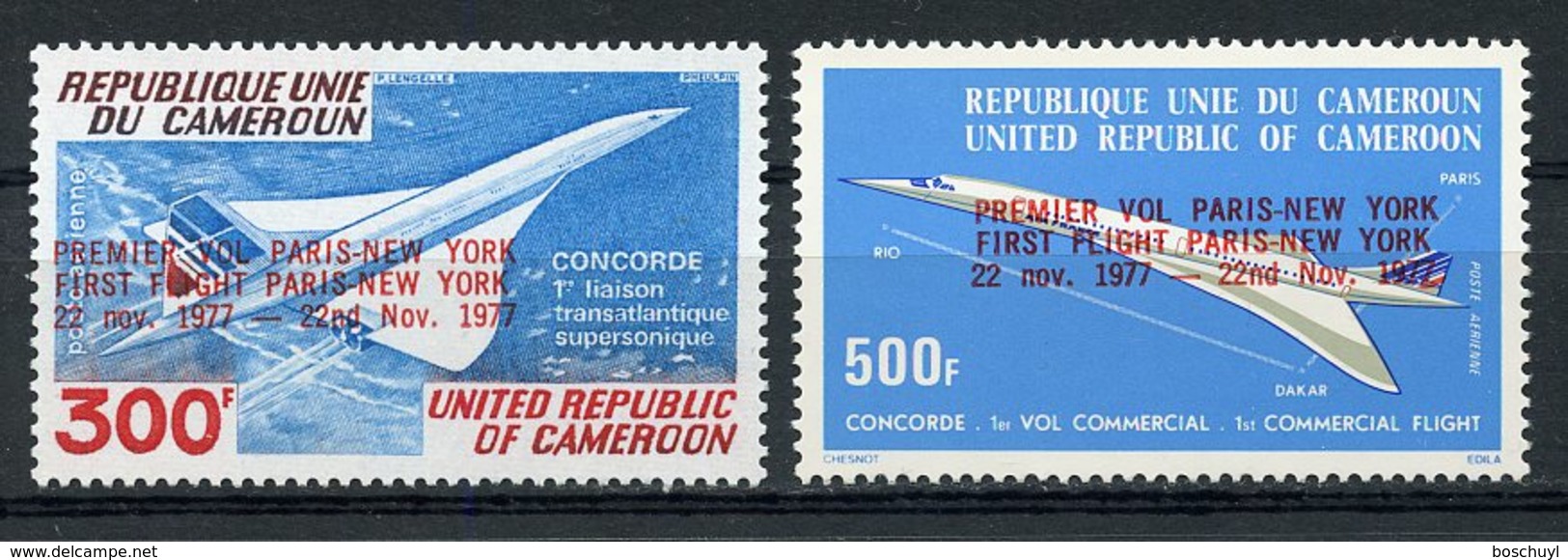 Cameroun, 1977, Concorde, Airplane, MNH Overprinted, Michel 868-869 - Camerun (1960-...)