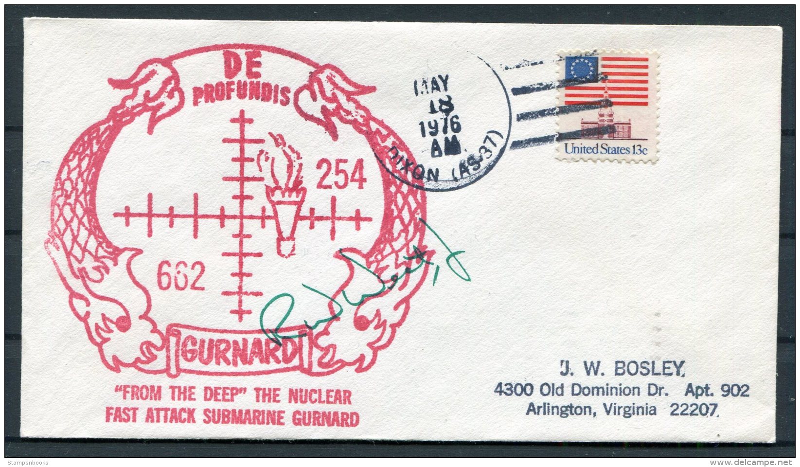 1976 USA Polar Ship Cover. USS Dixon, De Profundis Gurnard Nuclear Submarine - Poolshepen & Ijsbrekers