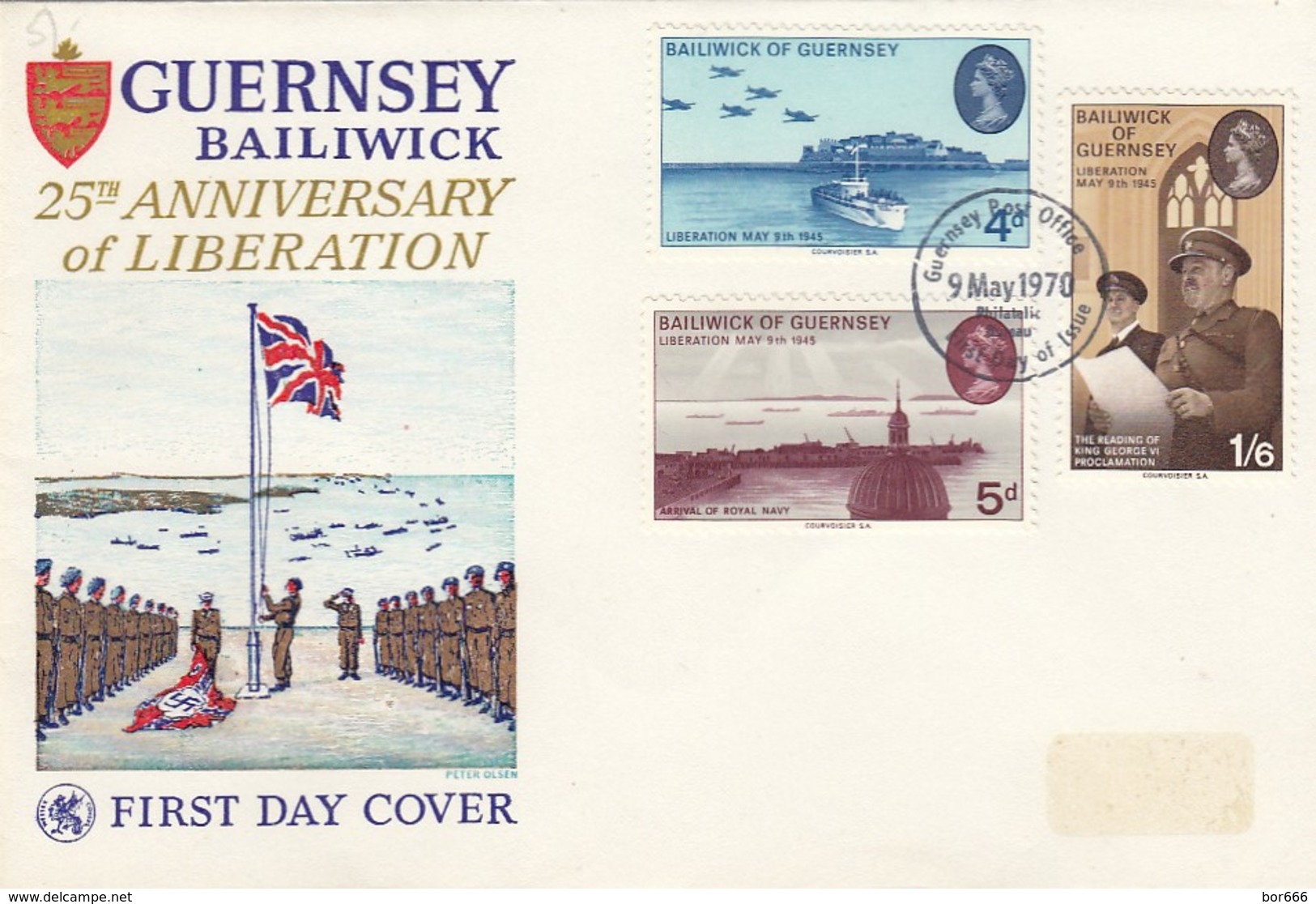 GOOD GUERNSEY FDC 1970 - 25th Anniversary Of Liberation - Guernsey