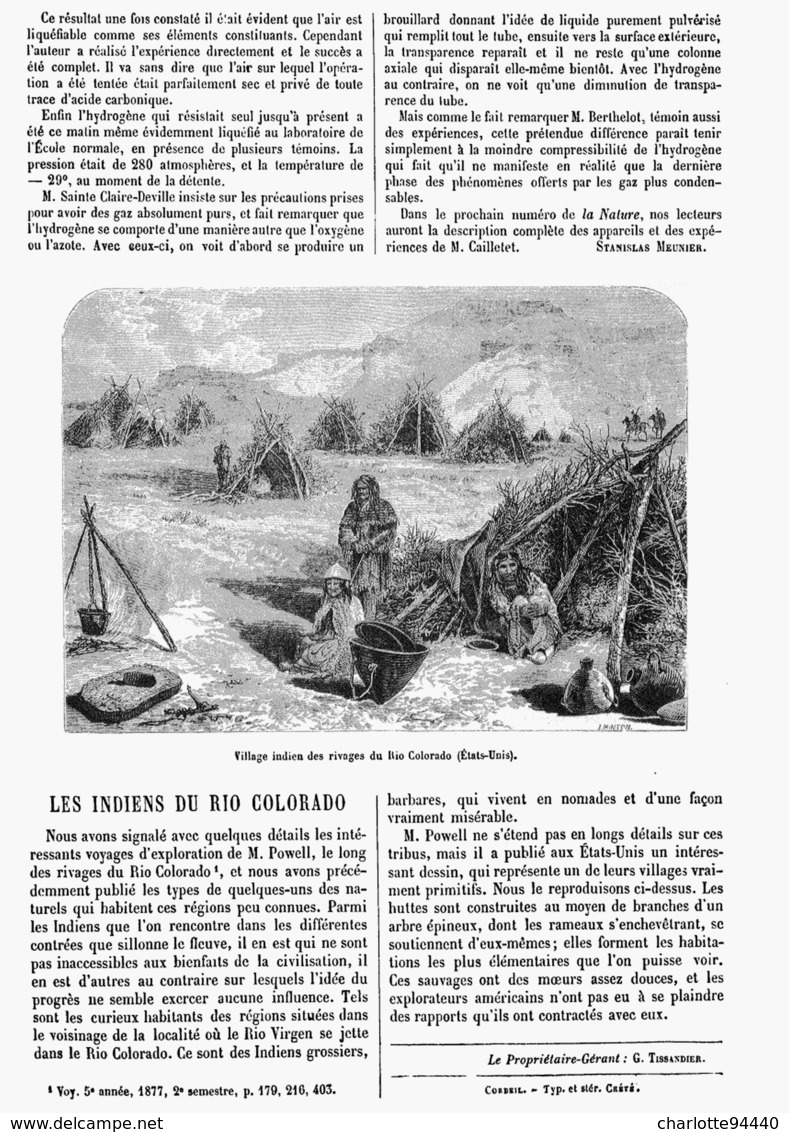 LES INDIENS DU RIO COLORADO  1878 - Other & Unclassified