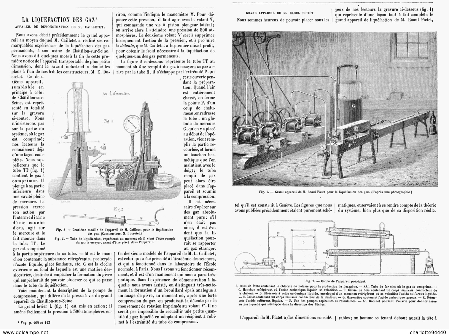 LA LIQUEFACTION DES GAZ Appareil De Demonstration De M.CAILLETET  1878 - Otros & Sin Clasificación