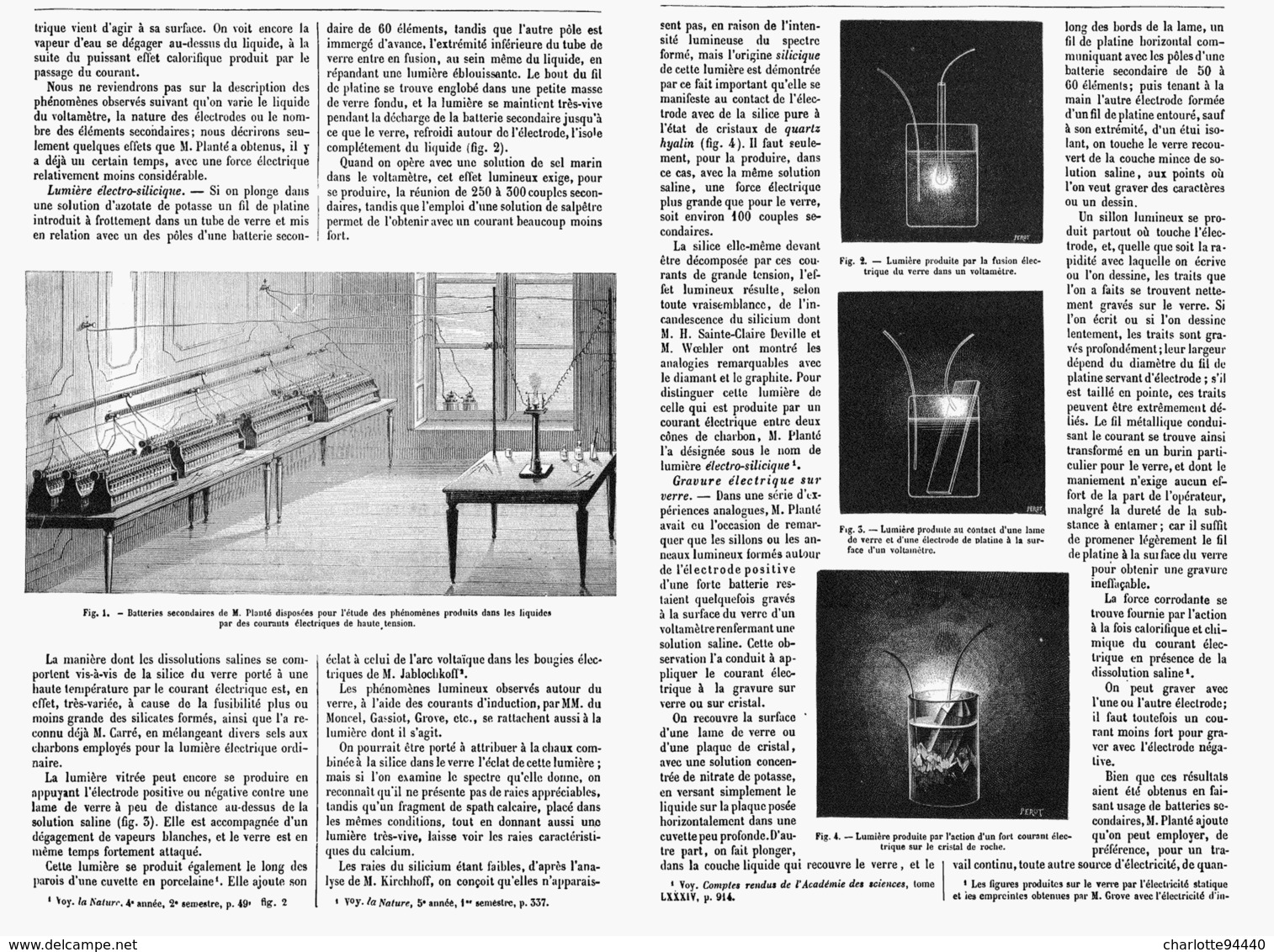 LES EFFETS DES COURANTS ELECTRIQUES De GRANDES TENSION Recherches De M. GASTON PLANTé  1878 - Other & Unclassified