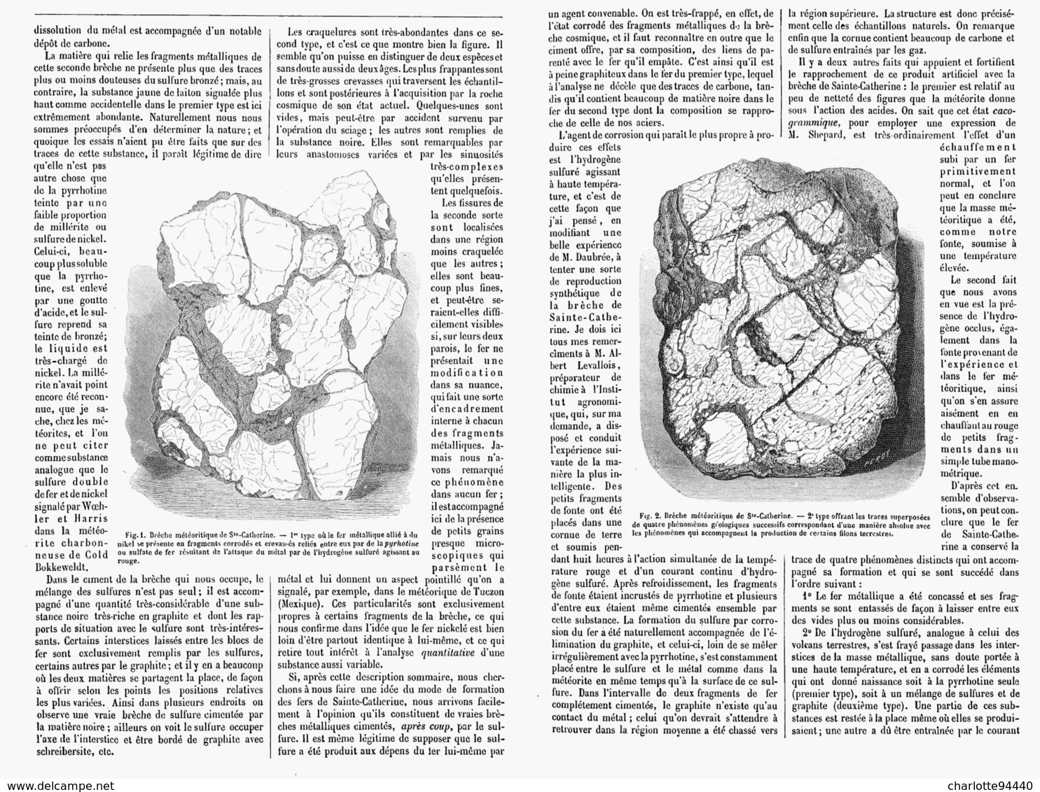 LES FERS METEORIQUES De SAINTE-CATHERINE   1878 - Sterrenkunde