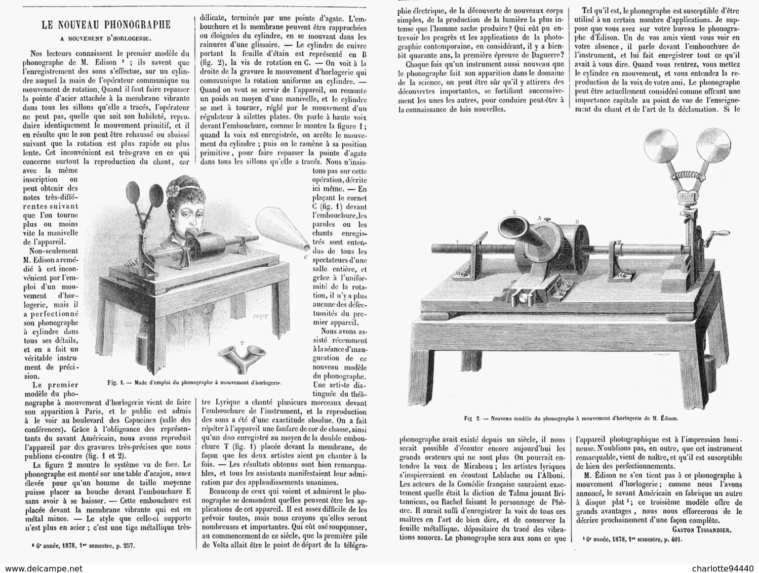 LE NOUVEAU PHONOGRAPHE A MOUVEMENT D'HORLOGERIE De M. EDISON  1878 - Autres & Non Classés