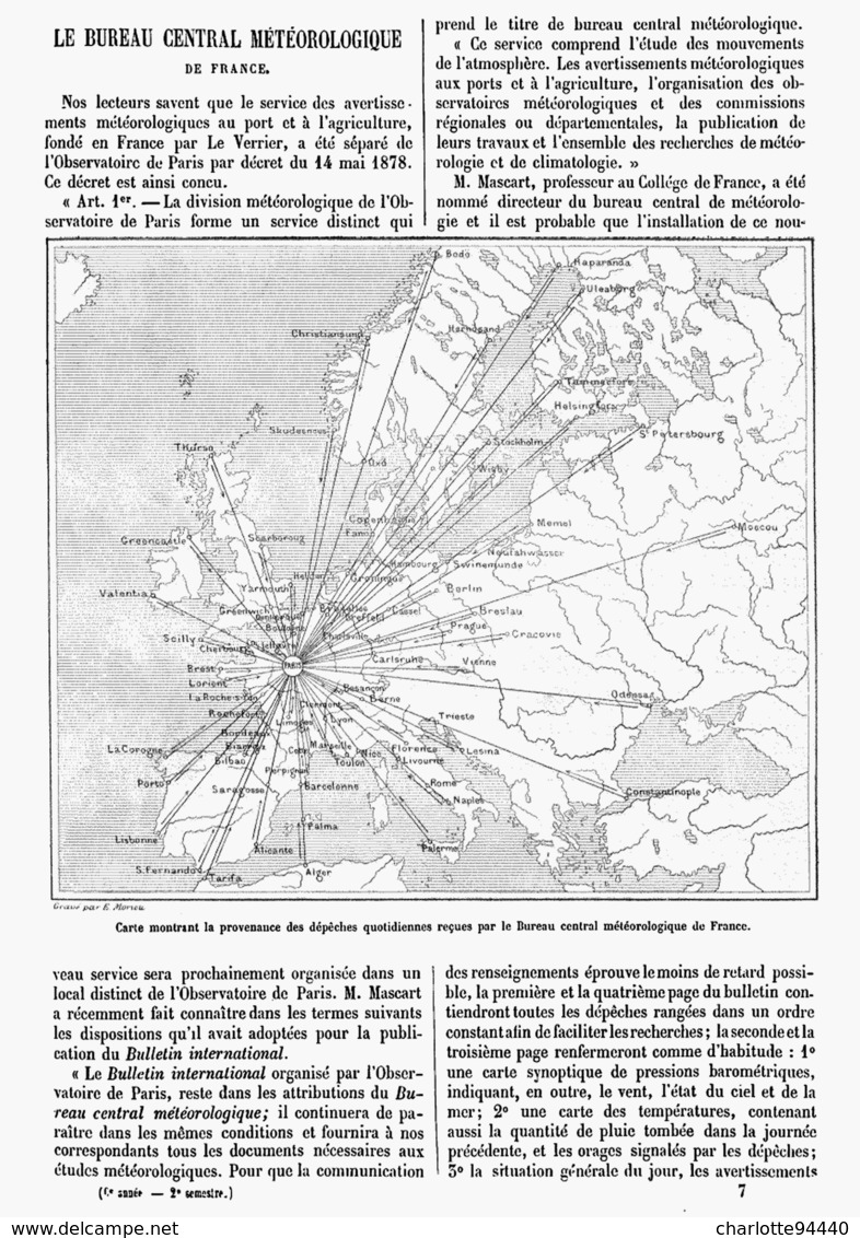 LE BUREAU CENTRAL METEOROLOGIQUE De FRANCE  1878 - Andere & Zonder Classificatie