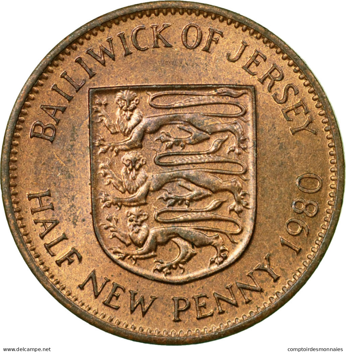 Monnaie, Jersey, Elizabeth II, 1/2 New Penny, 1980, TTB, Bronze, KM:29 - Jersey