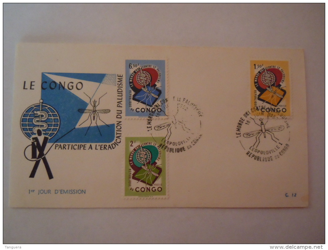 Republiek Congo Republique 1962 FDC Anti-malaria Contre Le Paludisme Mug 462-464 - Other & Unclassified