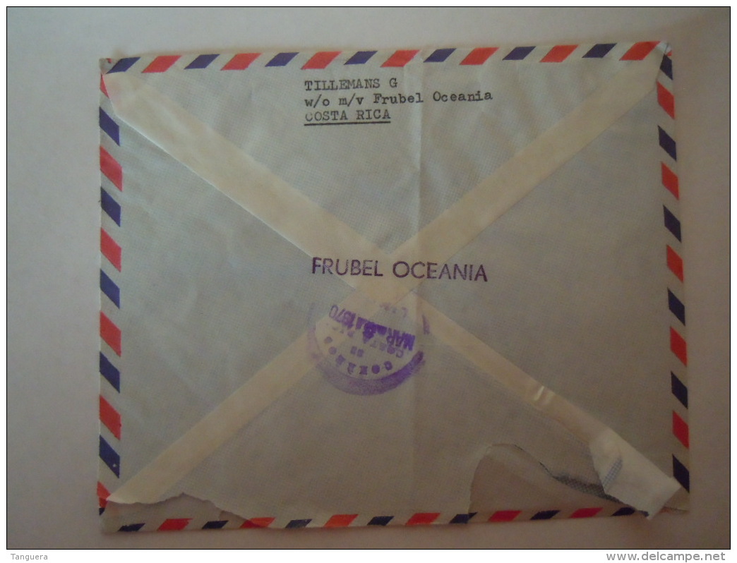 Costa Rica 1970 Lettre Cover M/v Frubel Oceania Puerto Limon To Wemmel Belgium Timbres Electrification Yv 434 - Costa Rica