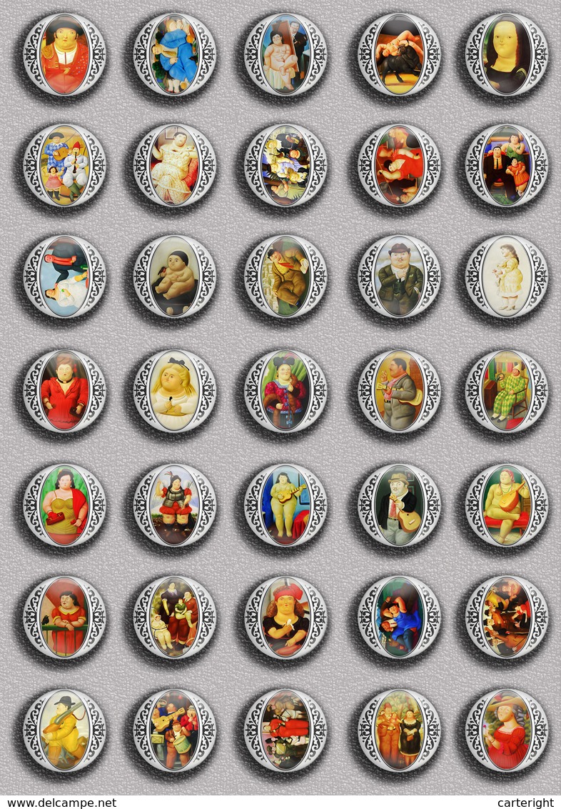 Fernando Botero Painting Fan ART BADGE BUTTON PIN SET 1 (1inch/25mm Diameter) 35 DIFF - Altri & Non Classificati