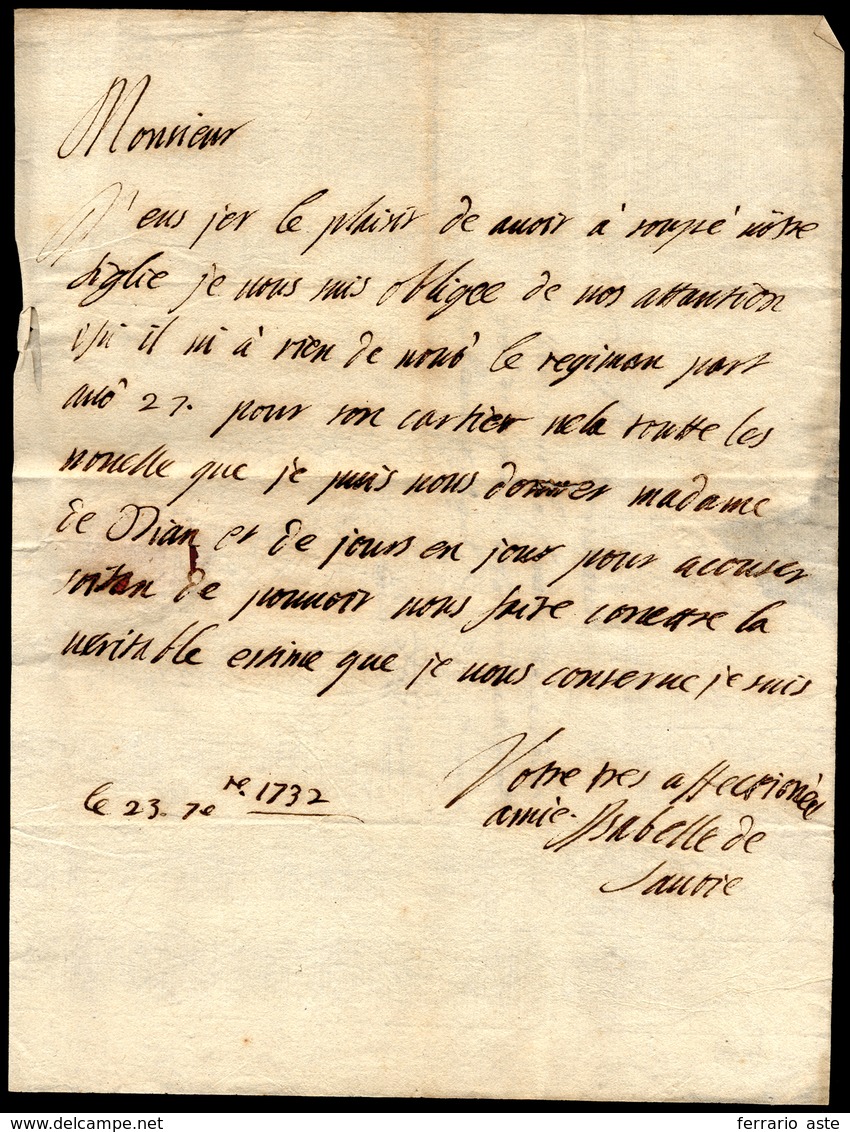 1732 - ISABELLA DI SAVOIA - Lettera Autografa Del 23/9/1732 Di Isabella Di Savoia. ... - Andere & Zonder Classificatie