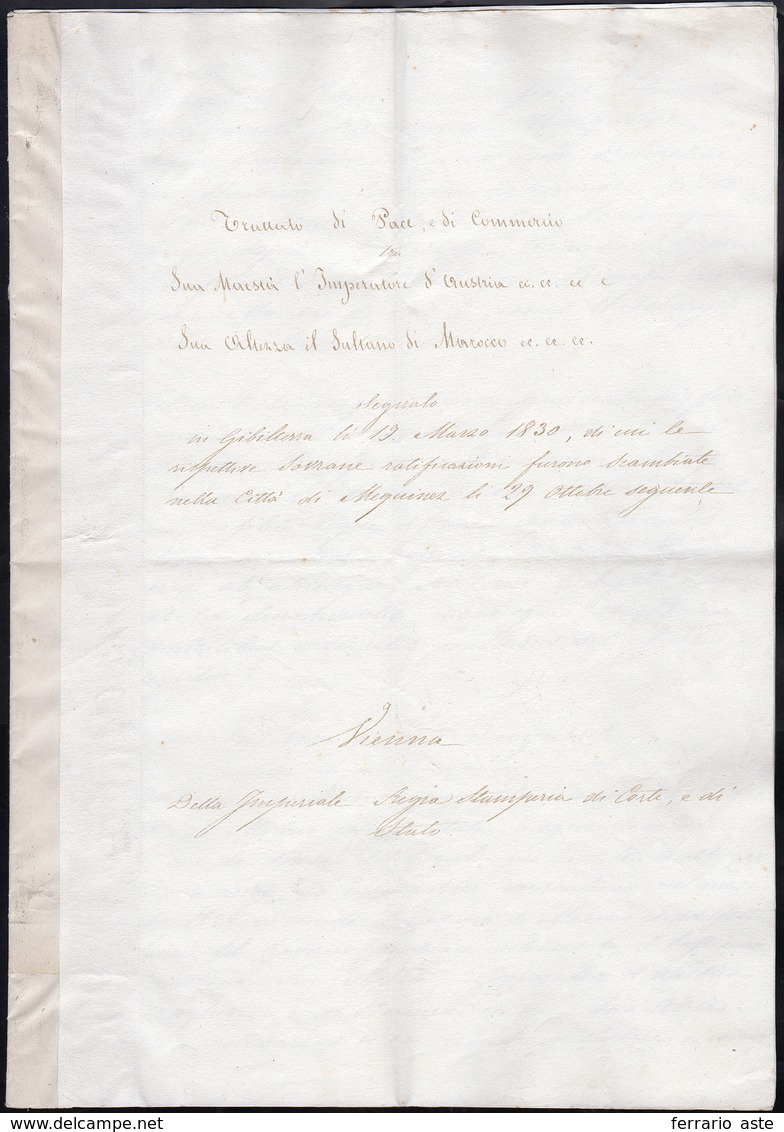 1830 - Trascrizione E Traduzione In Italiano Del Trattato Di Pace E Di Commercio Tra L'Imperatore D'... - Altri & Non Classificati