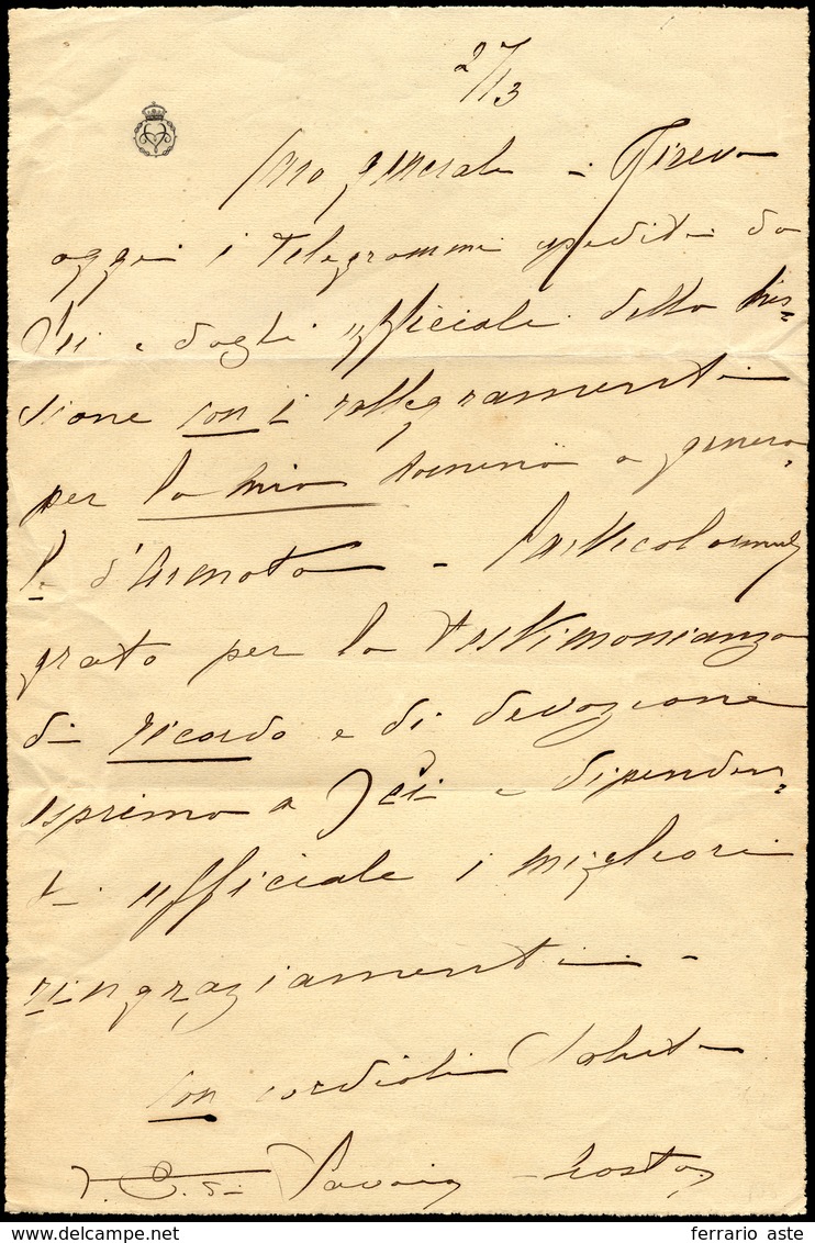 1900 Ca. - VITTORIO EMANUELE DI SAVOIA - Lettera Interamente Autografa Di Vittorio Emanuele Di Savoi... - Andere & Zonder Classificatie