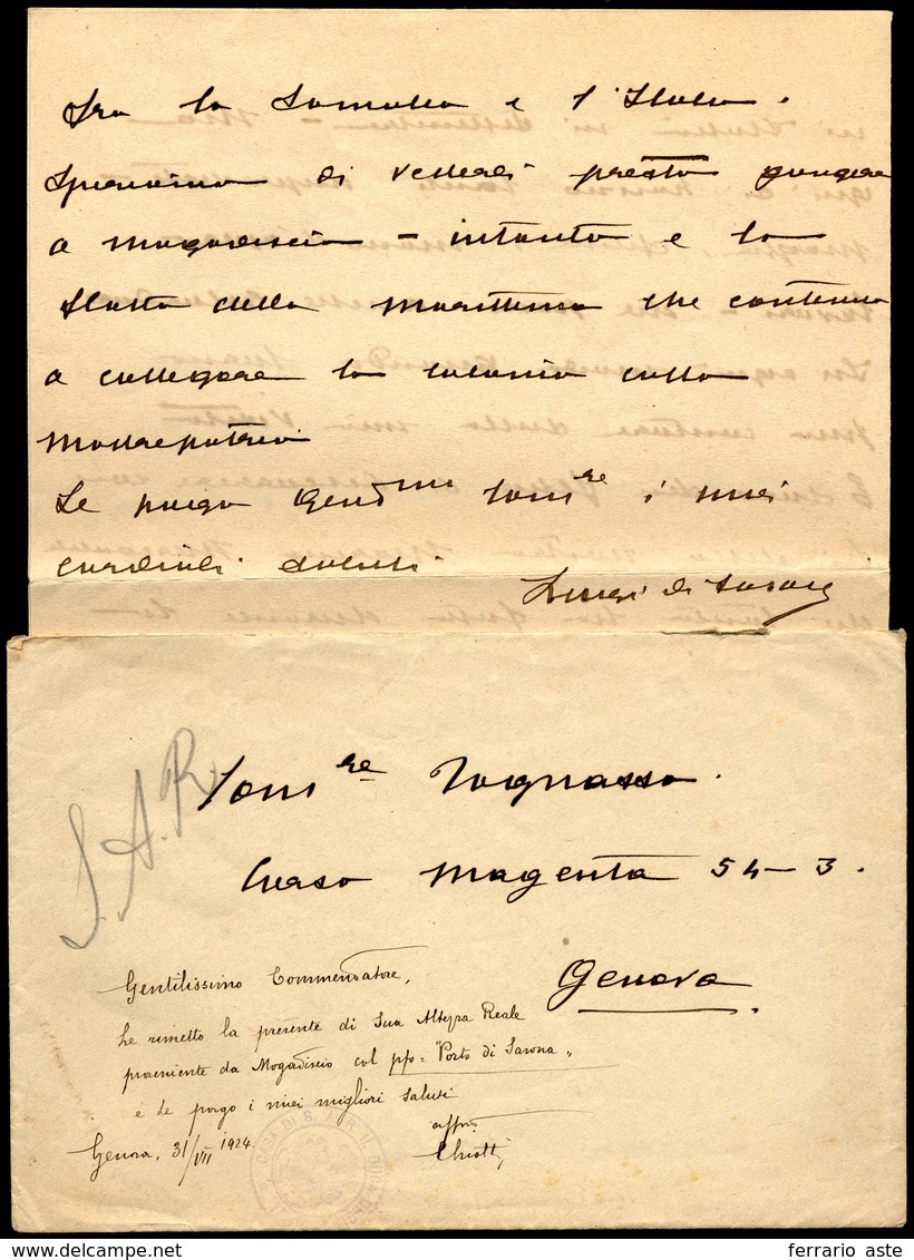 1919/24 - LUIGI DI SAVOIA - Una Lettera Autografa, Completa Di Busta, E Un Telegramma A Firma Di Lui... - Andere & Zonder Classificatie