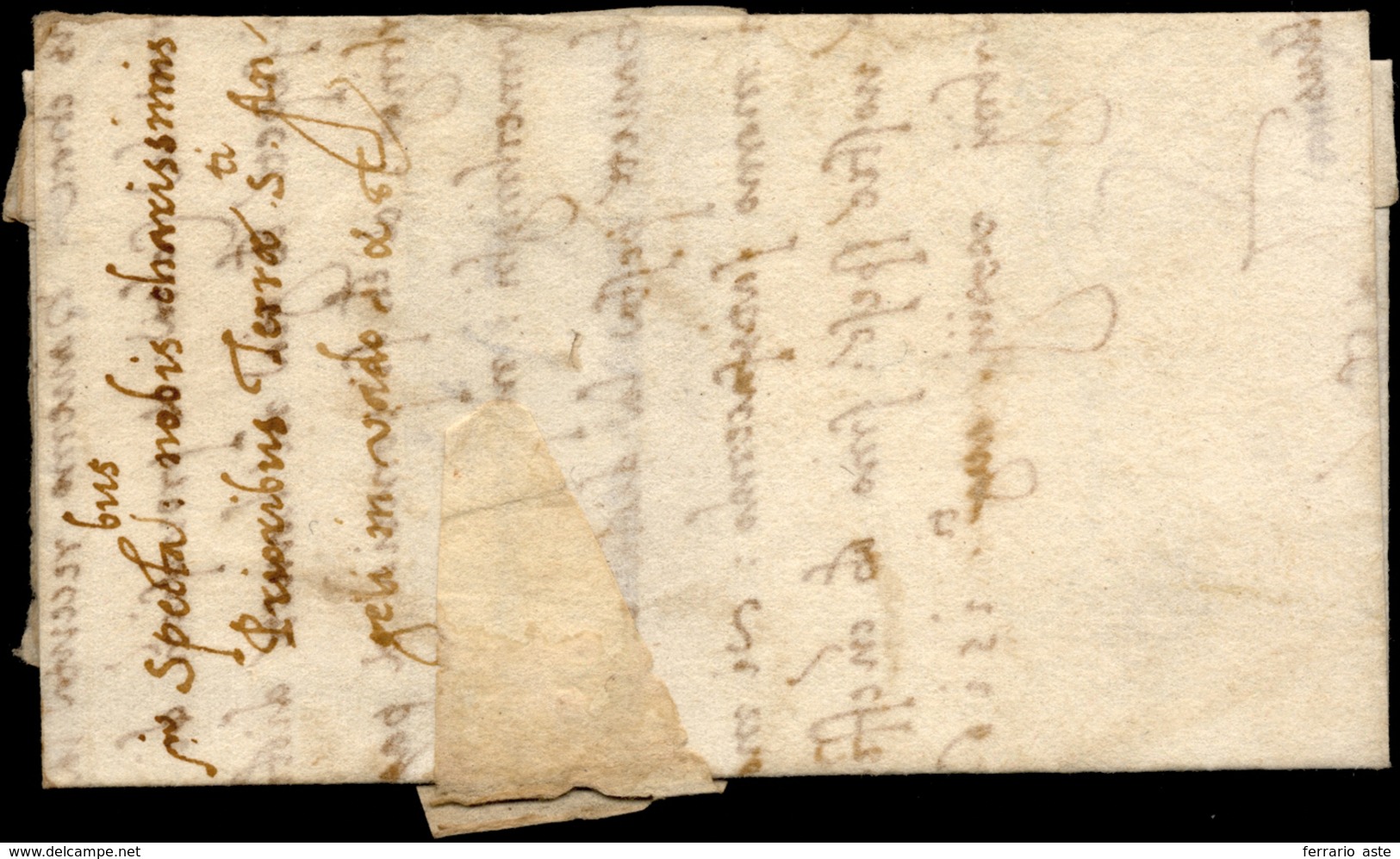 1526 - Lettera Completa Di Testo A Firma Di Giulio Vecellio, Scritta Ad Urbino 29/8/1526, Nizza Di C... - ...-1850 Voorfilatelie