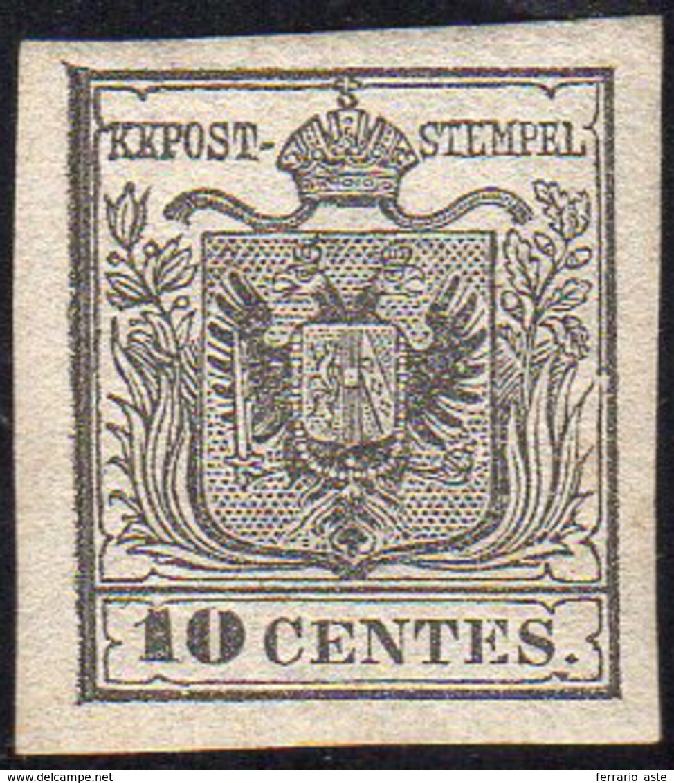 1850 - 10 Cent. Grigio Nero, I Tiratura (2b), Nuovo, Gomma Originale, Perfetto. Splendido E Raro. Qu... - Lombardije-Venetië