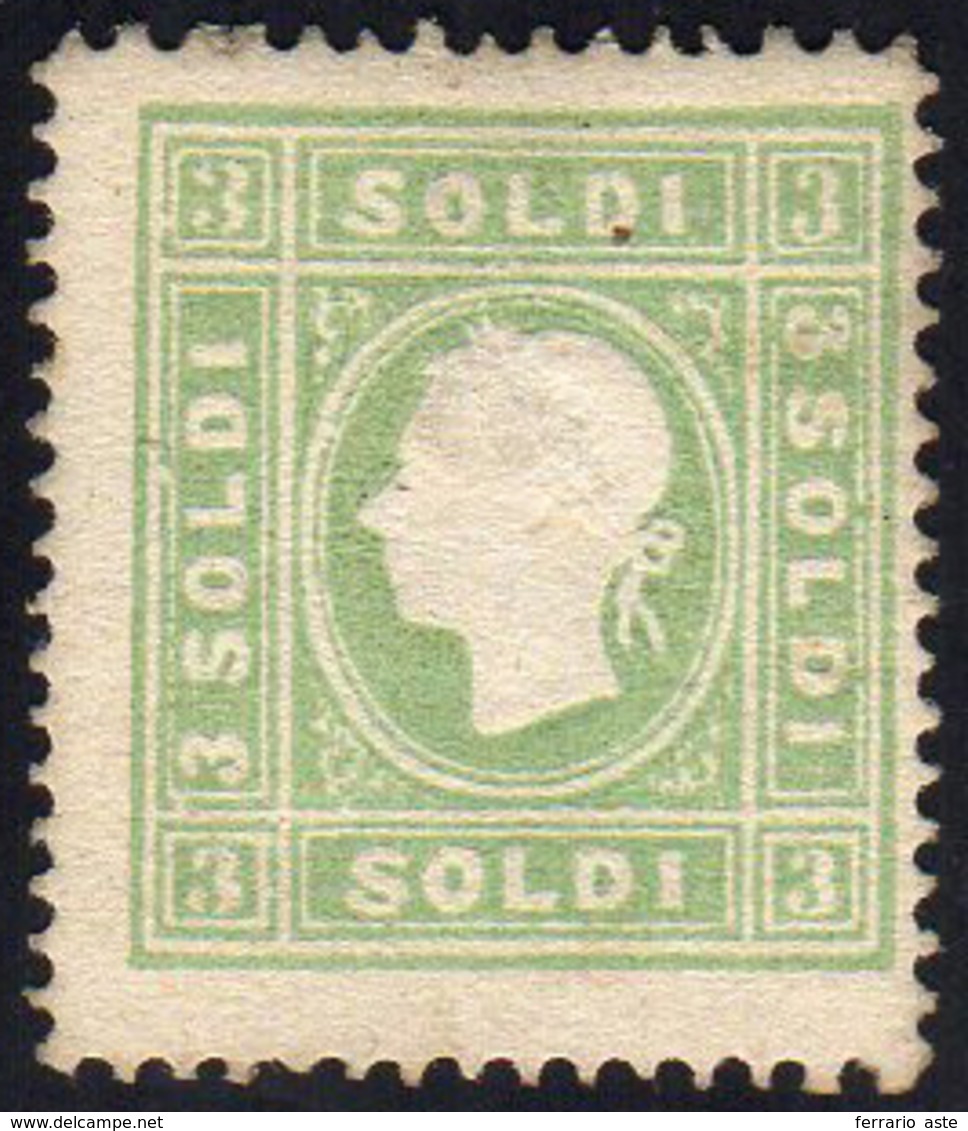 1862 - 3 Soldi Verde Giallo (35), Gomma Originale, Ottimo Stato. A.Diena. ... - Lombardije-Venetië