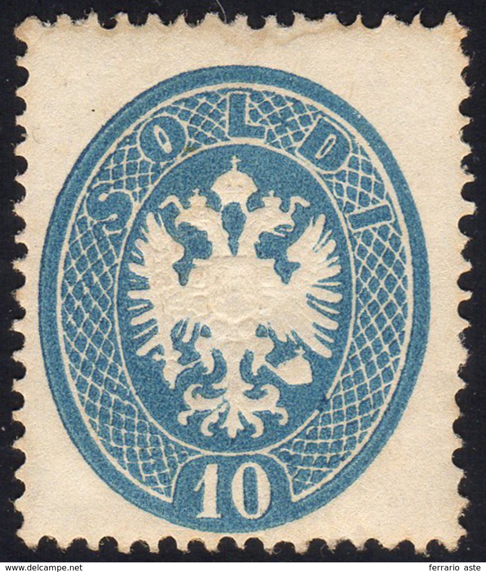 1863 - 10 Soldi Azzurro, Dent. 14 (39), Gomma Integra, Perfetto E Ben Centrato. Molto Raro! Emilio D... - Lombardije-Venetië