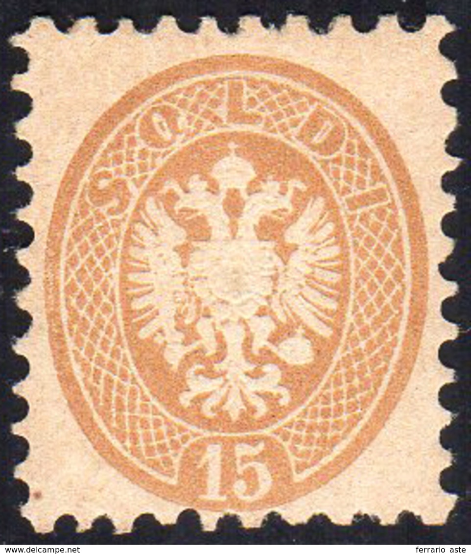 1864 - 15 Soldi Bruno, Dent. 9 1/2 (45), Gomma Originale, Perfetto. ... - Lombardije-Venetië