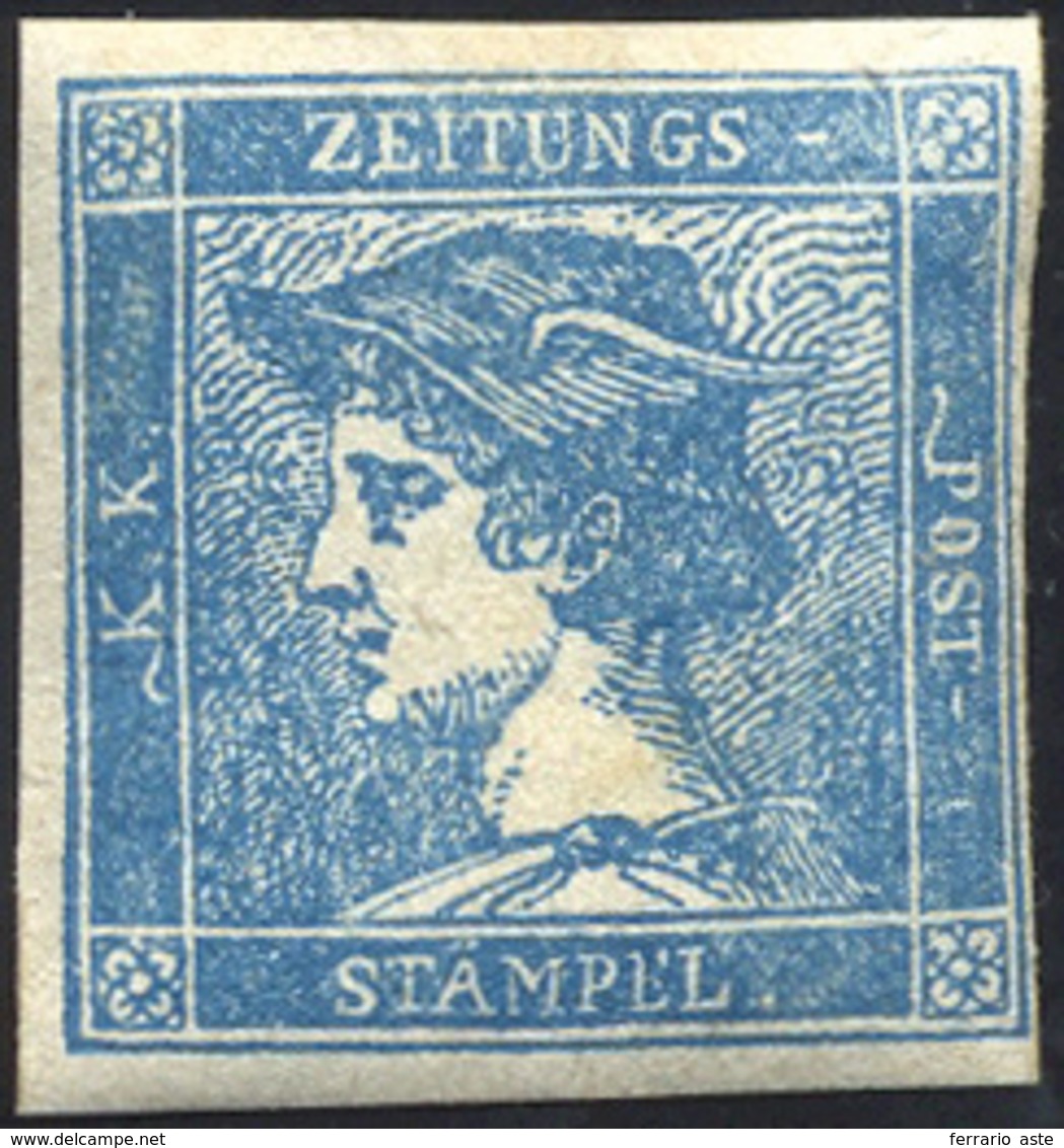 1855 - 3 Cent. Mercurio Azzurro, III Tipo (3), Nuovo, Gomma Originale, Perfetto. Cert. Diena. ... - Lombardije-Venetië