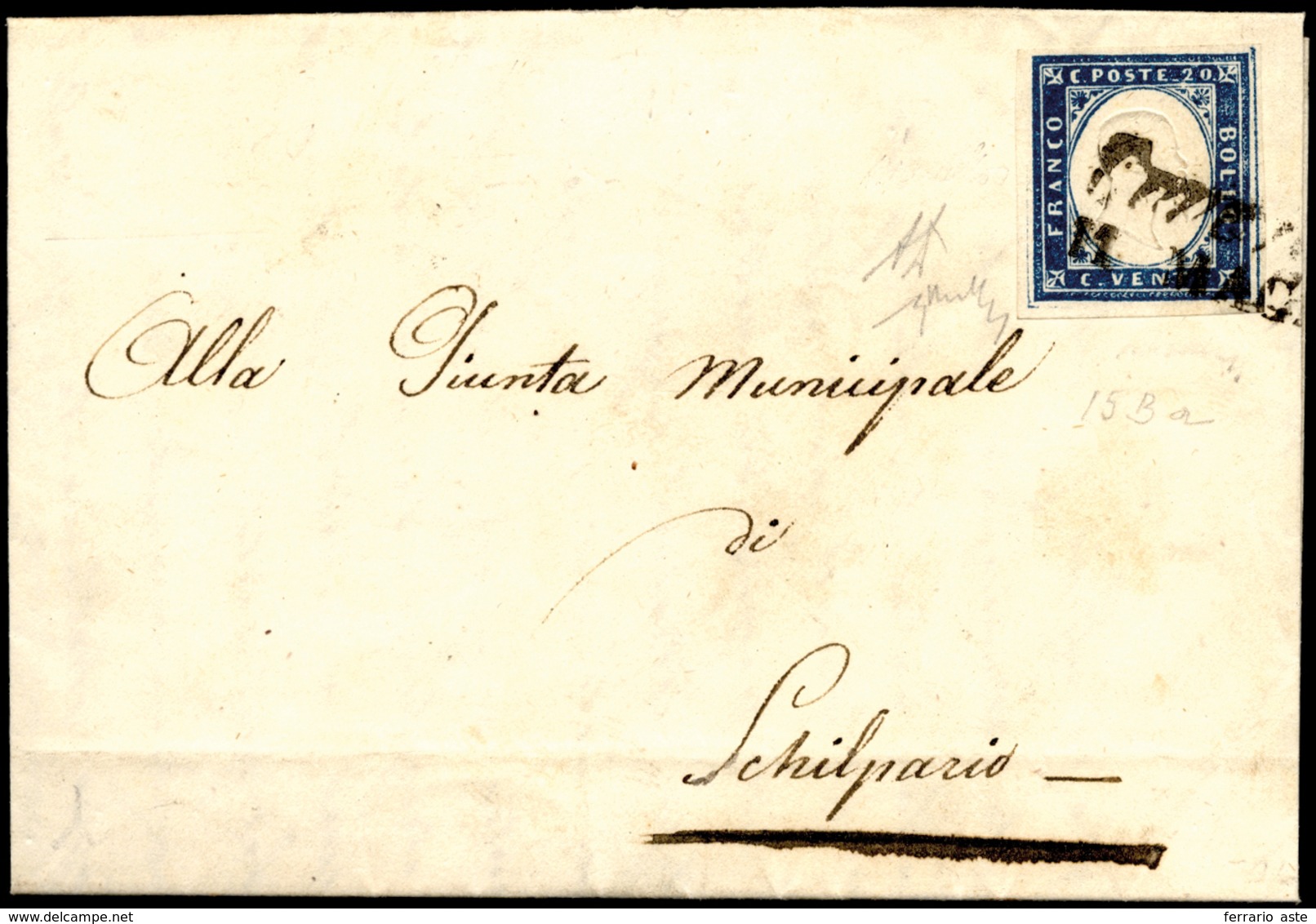 LOVERE, Punti 8 - 20 Cent. (15Ba), Perfetto, Su Lettera Del 11/5/1860 Per Schilpario. A.Diena, Chiav... - Lombardije-Venetië