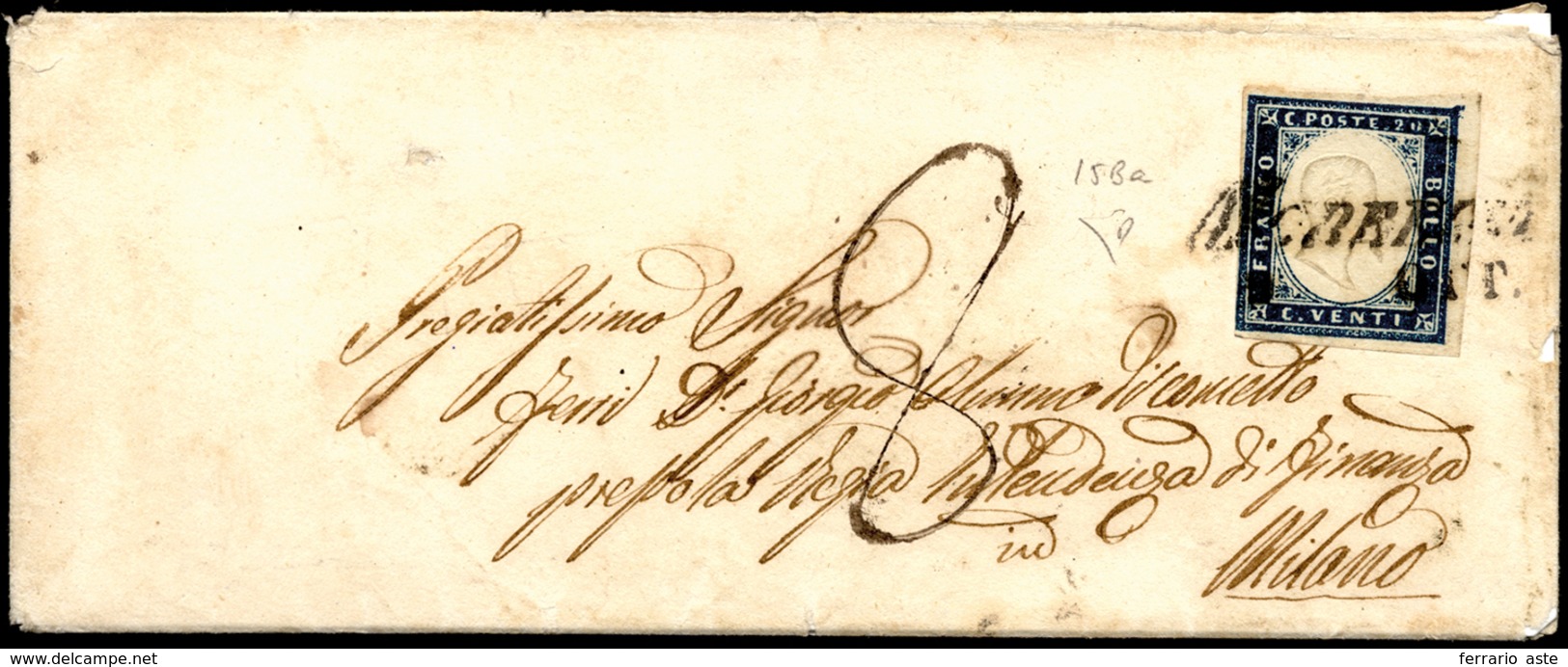 MORBEGNO, Punti 5 - 20 Cent. (15Ba), Perfetto, Su Piccola Busta 9/10/1860 A Milano, Tassata 8. Enzo ... - Lombardije-Venetië
