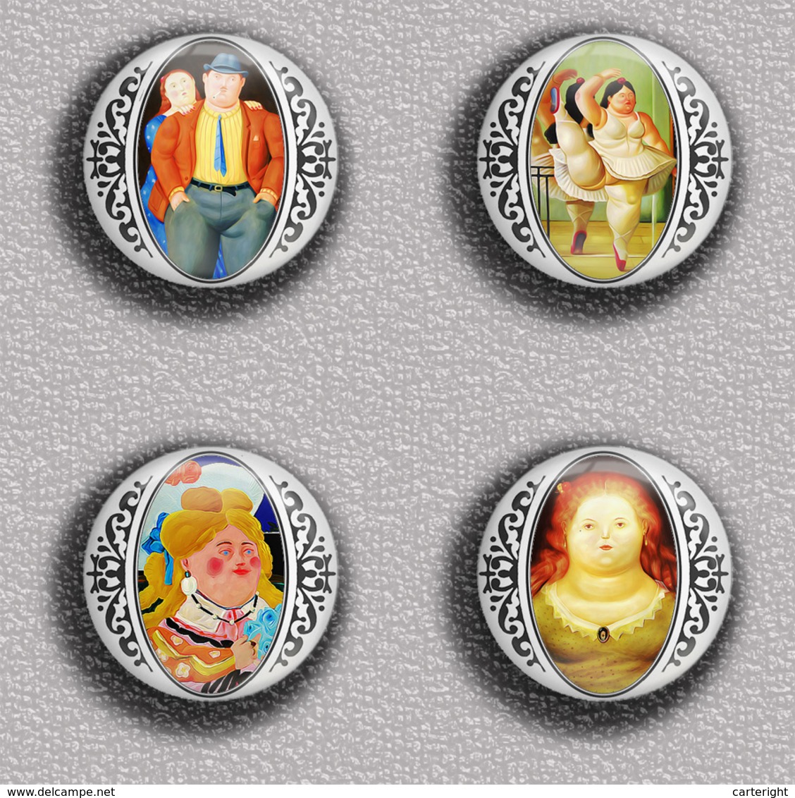 Fernando Botero Painting Fan ART BADGE BUTTON PIN SET 2 (1inch/25mm Diameter) 35 DIFF - Otros & Sin Clasificación