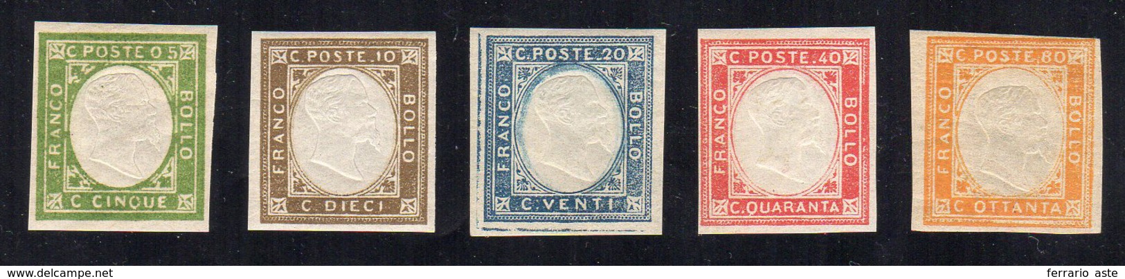 1861 - Non Emessi (1/5), Gomma Integra, Perfetti. Ferrario. ... - Andere & Zonder Classificatie