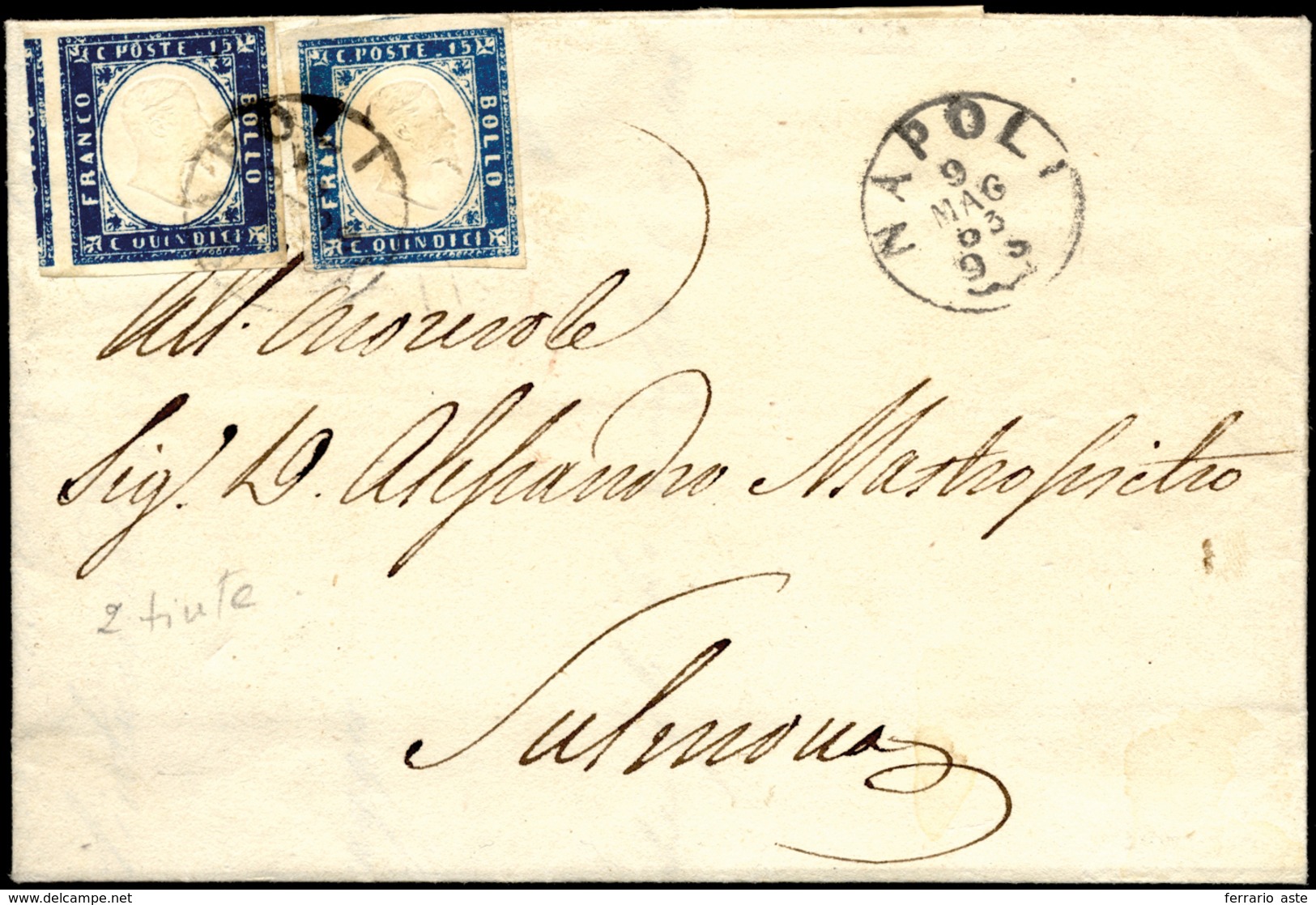 1863 - 15 Cent. Azzurro, Perfetto, E 15 Cent. Azzurro Scuro, Difettoso In Basso, Tipo Sardegna (11,1... - Andere & Zonder Classificatie