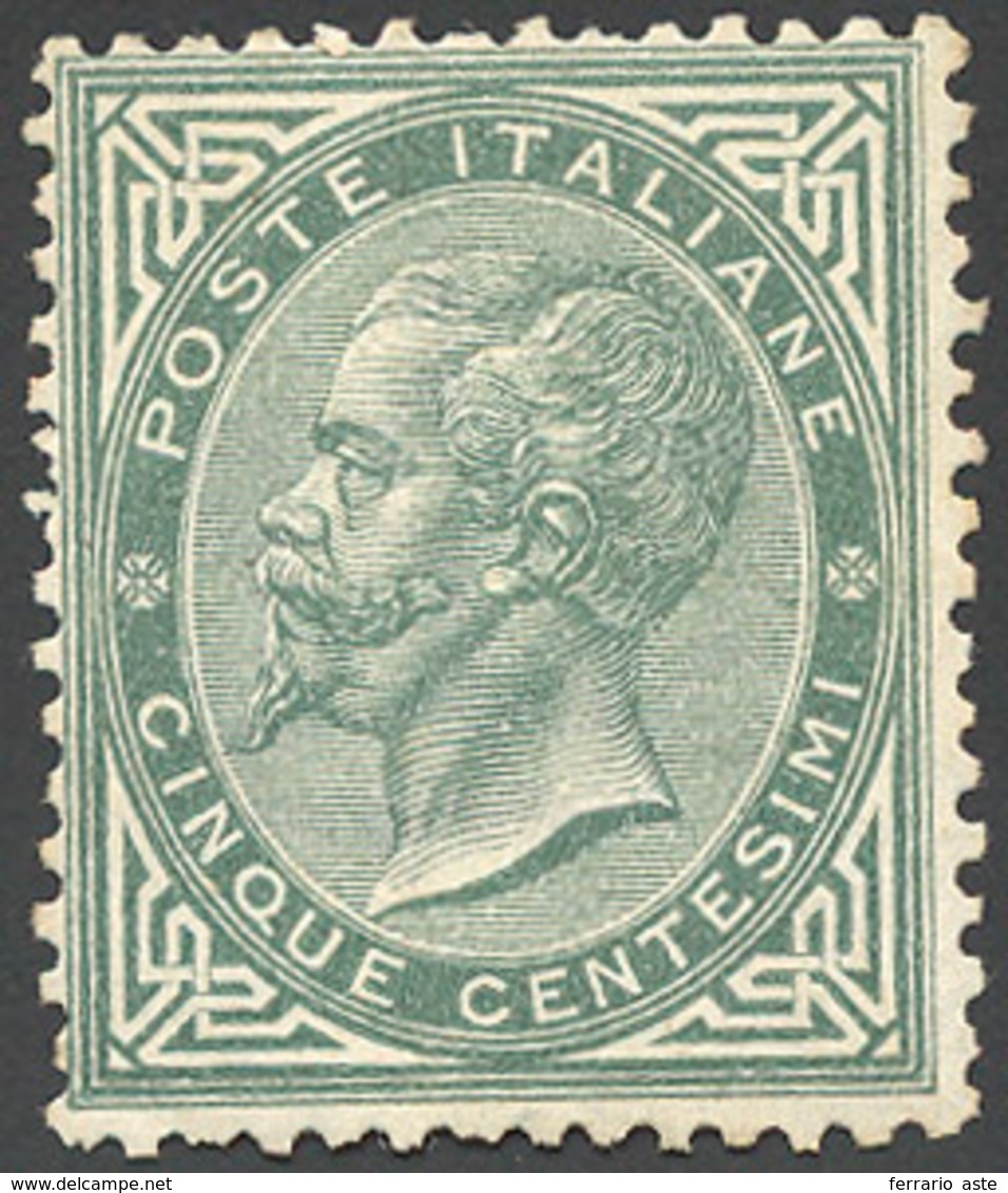 1863 - 5 Cent. Grigio Verde De La Rue, Tiratura Di Londra (L16), Discreta Centratura, Perfetto, Gomm... - Andere & Zonder Classificatie