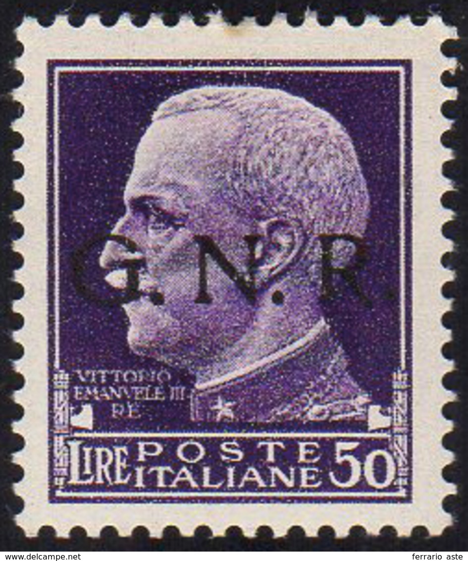 1944 - 50 Lire Soprastampa G.N.R. Di Verona (489), Ottima Centratura, Gomma Integra, Perfetto.g.Oliv... - Andere & Zonder Classificatie