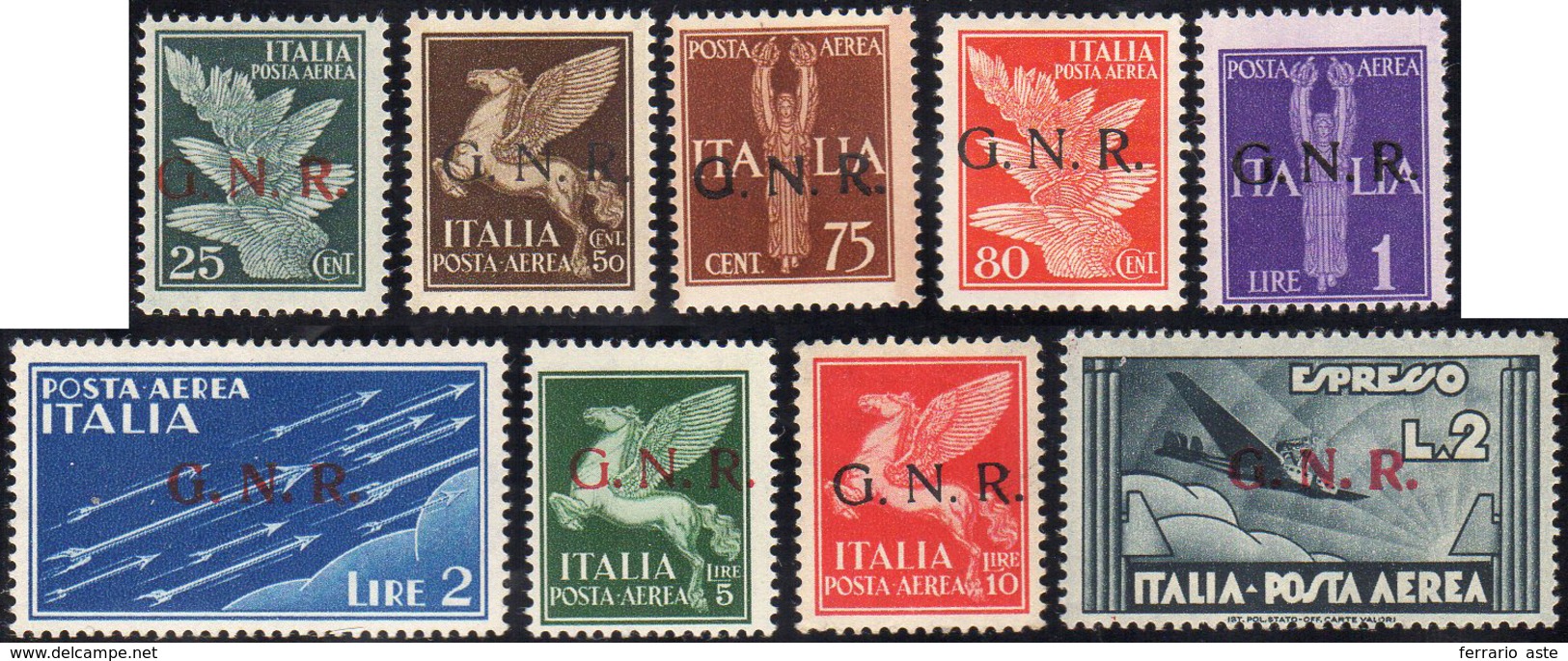 1944 - Soprastampati G.N.R. Di Verona (117/125), Gomma Originale, Perfetti. Cert. Diena Per I N. 124... - Andere & Zonder Classificatie